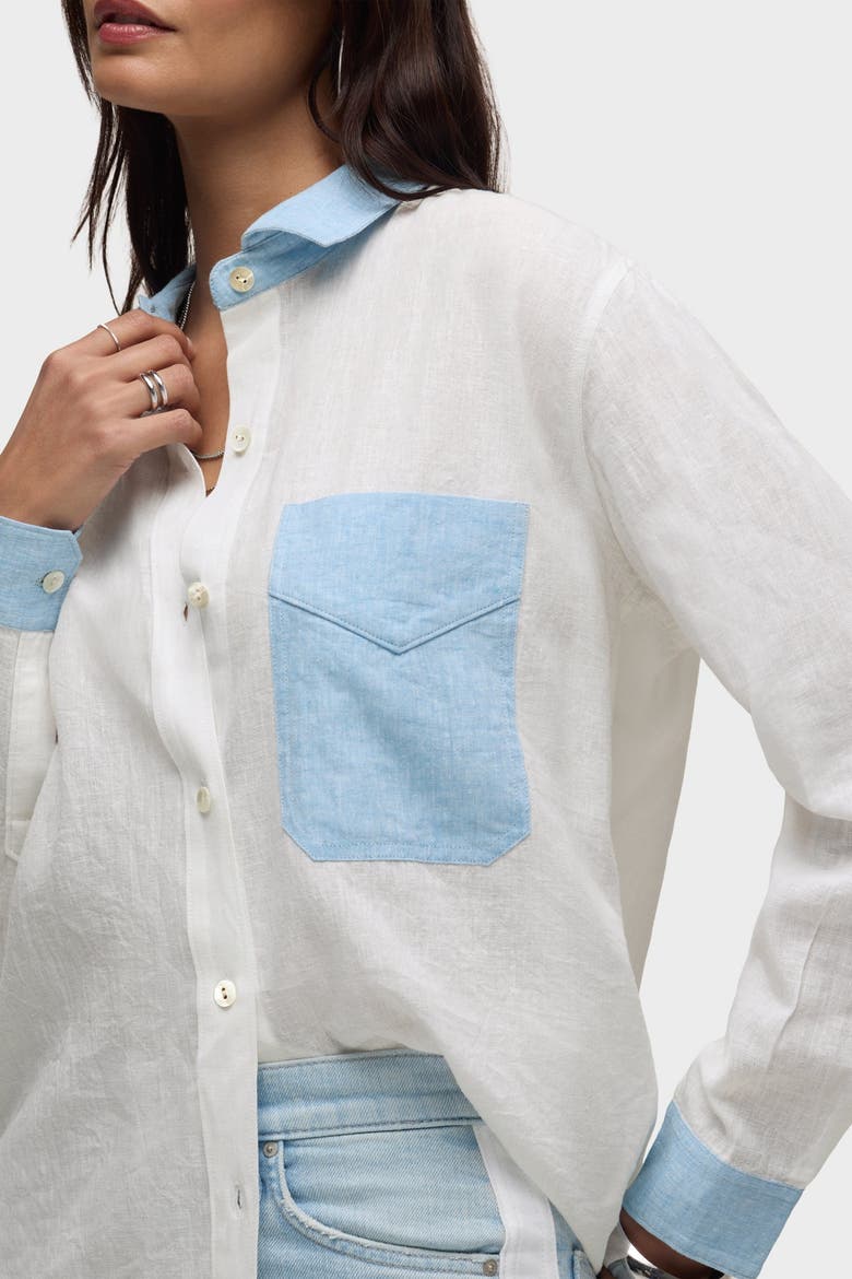 Oversized Button Down Shirt, Alternate, color, COLORBLOCK WHITE