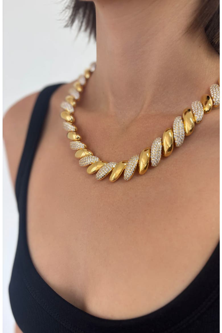 Pavé Twist Necklace, Alternate, color, GOLD