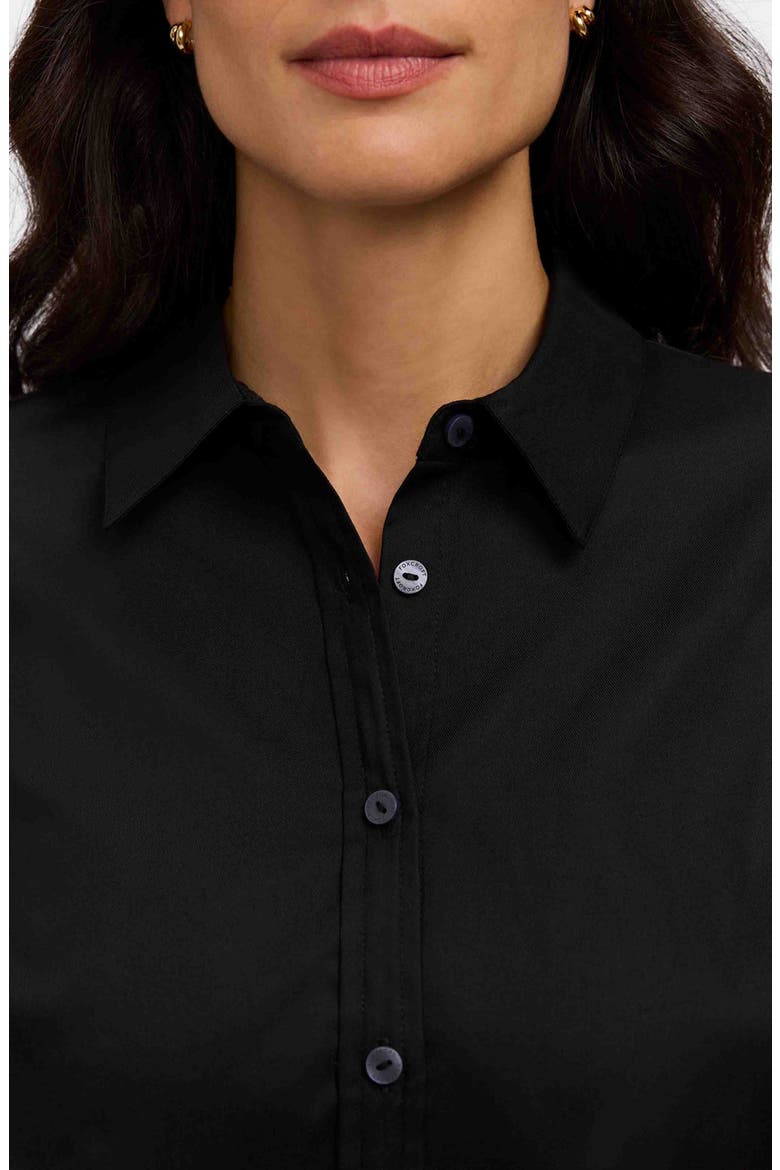 Dina Knit Three Quarter Sleeve Button-Up Shirt, Alternate, color, BLACK