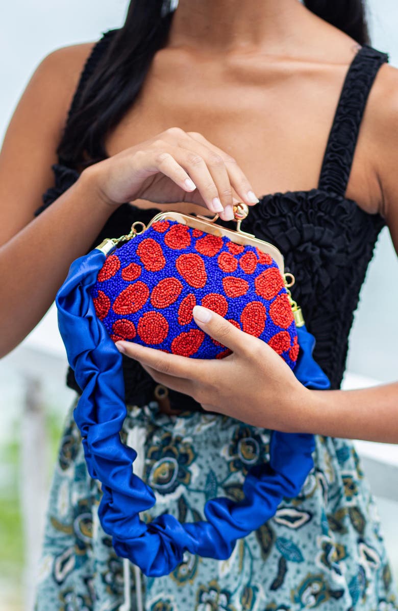 BRUNNA.CO The Arnoldi Mandy Hand-beaded Clutch, Alternate, color, Blue