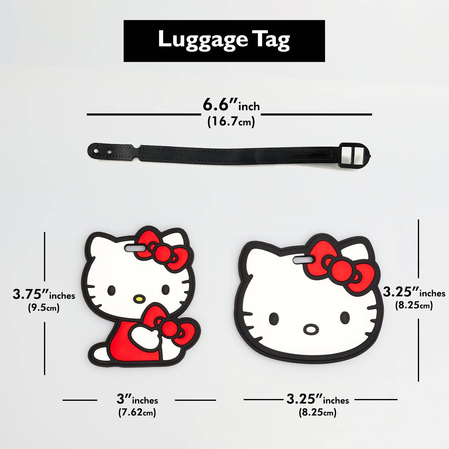 Hello Kitty Cute Luggage Tag, Set of 4, Alternate, color, Black, White, Red