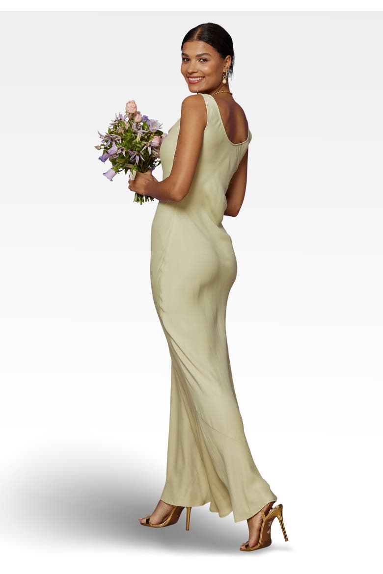 Pandy Satin Cowl Bridesmaid Dress, Alternate, color, Sage Green