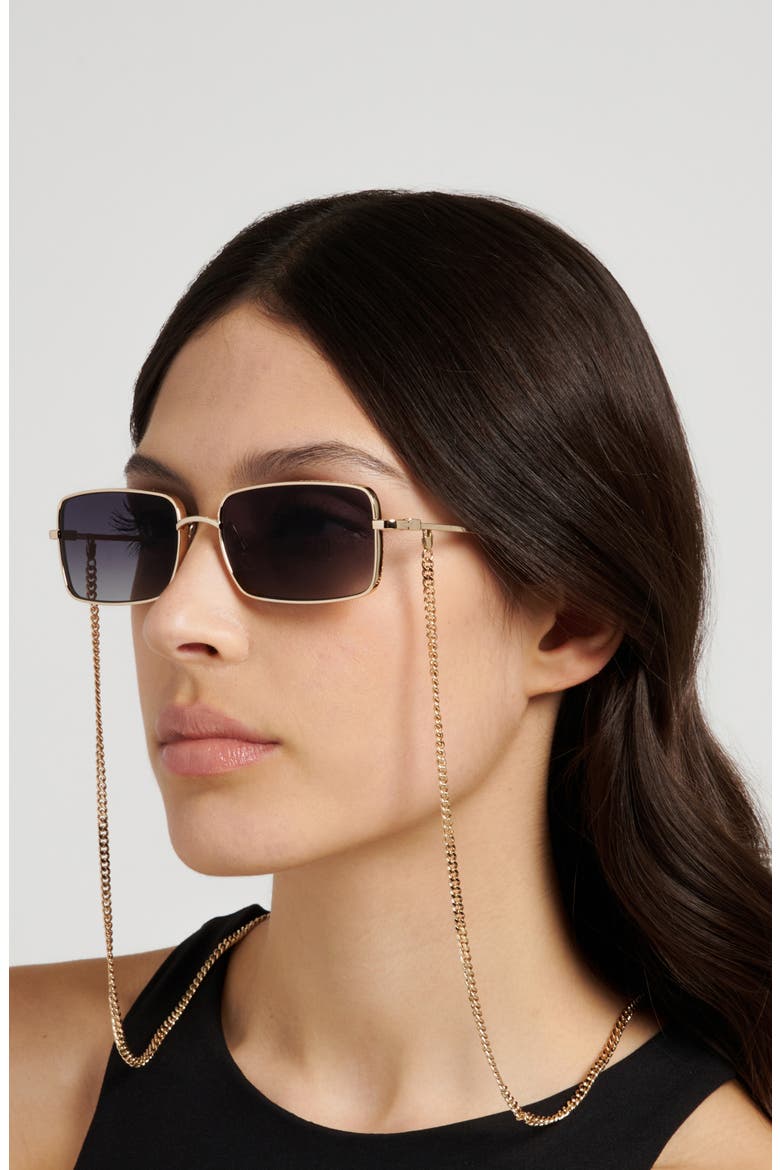 58mm Gradient Rectangular Sunglasses, Alternate, color, GOLD BLACK