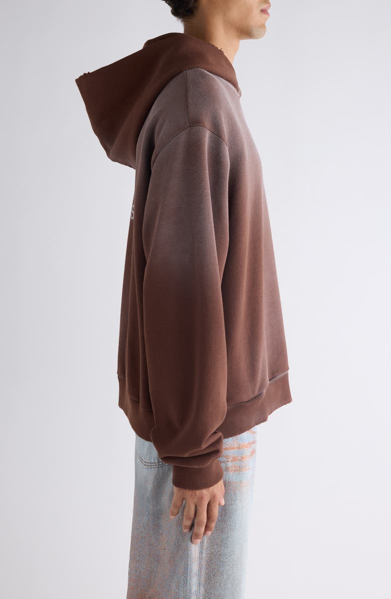Acne Studios Stockholm Oversize Distressed Graphic Hoodie, Alternate, color, Chocolate Brown