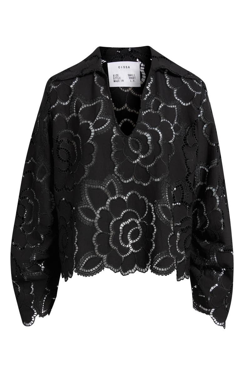 CISSA Open-Stitch Cotton Top, Alternate, color, Noir