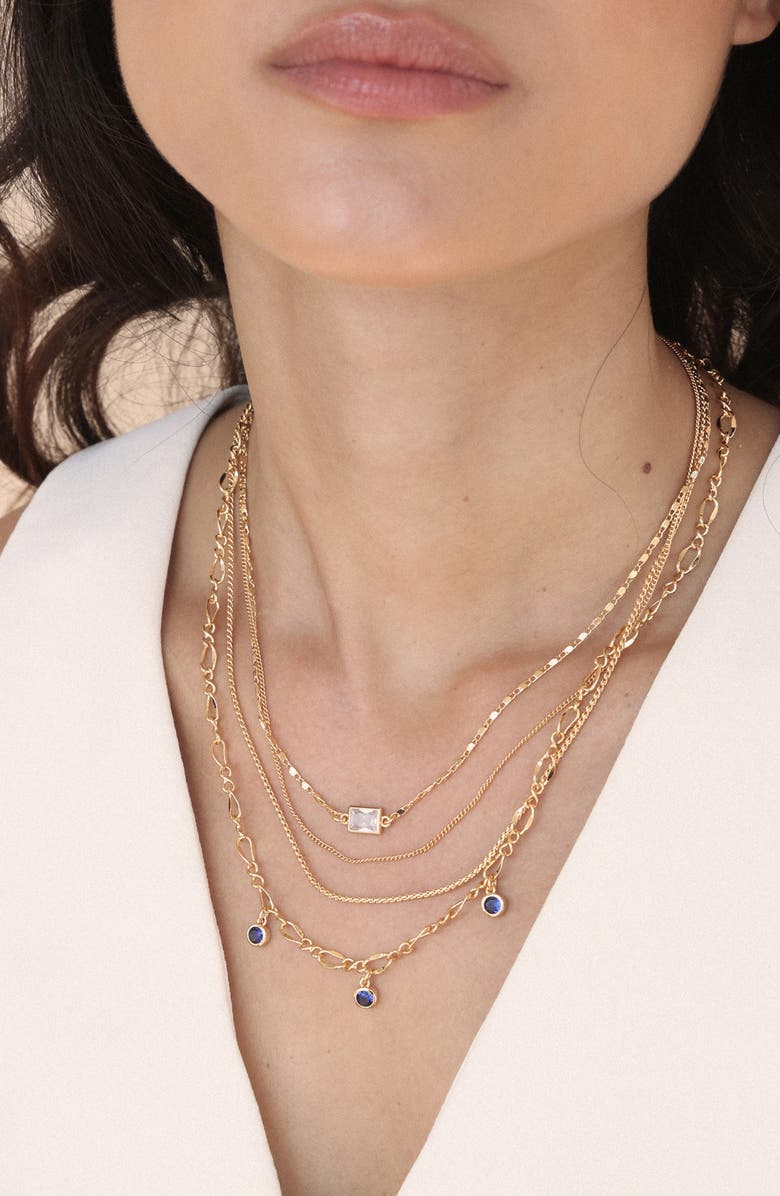 Ettika Emerald City Layered Charm Necklace, Alternate, color, Sapphire