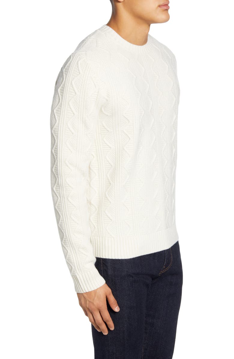 Todd Snyder Cable Knit Crewneck Wool Sweater, Alternate, color, 