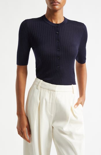 A.l.c . Fisher Rib Cardigan In Blue