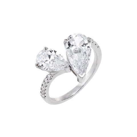 Pave Graduated Double Teardrop Ring