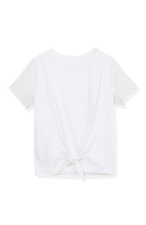 Girls Flutter Eyelet Sleeve Top