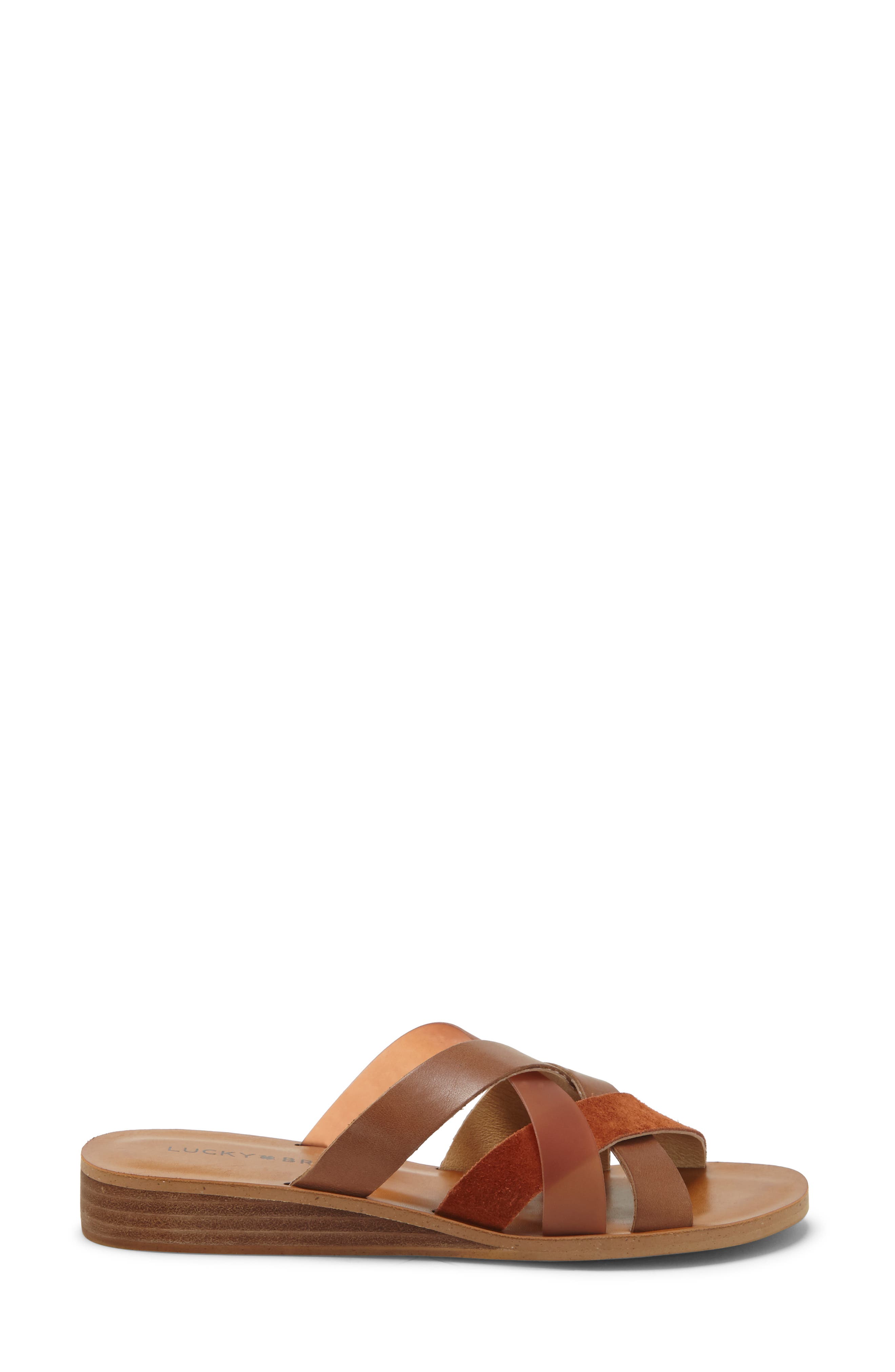 Hallisa Slide Sandal, Alternate, color, LATTE/ SUMAC LEATHER
