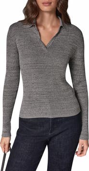 Donna Karan New York Metallic Rib Polo Sweater