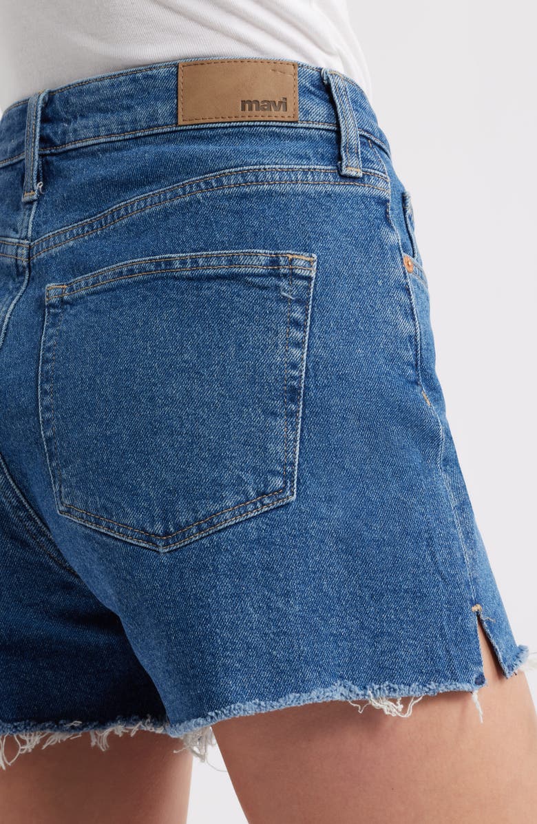 Mavi Jeans Heidi High Waist Relaxed Denim Cutoff Shorts, Alternate, color, Indigo