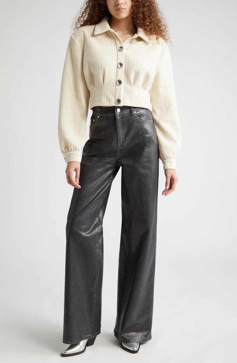 GESTUZ Elnoragz Crop Knit Jacket, Main, color, Off White Structure