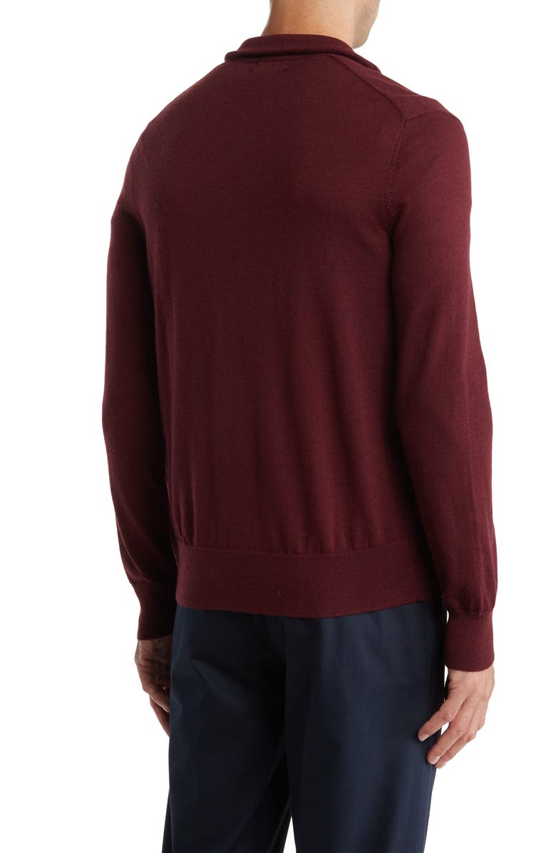 Brooks Brothers Merino Wool Quarter Zip Pullover, Alternate, color, Burgundy
