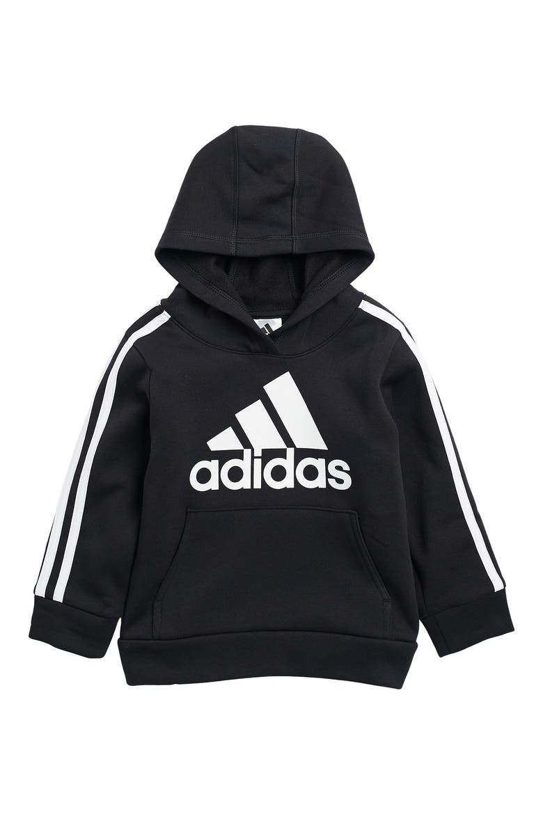 Logo Fleece Pullover Hoodie, Main, color, BLACK