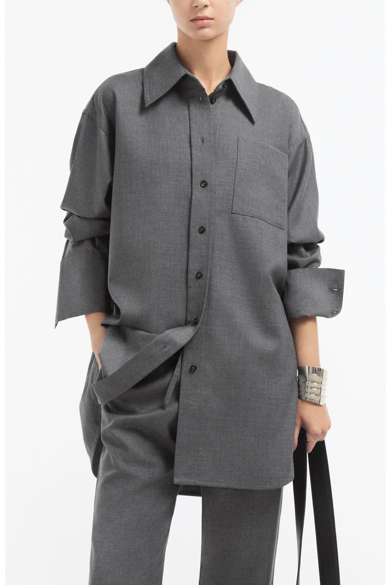 Overshirt in Melange Wool, Alternate, color, Grey Melange