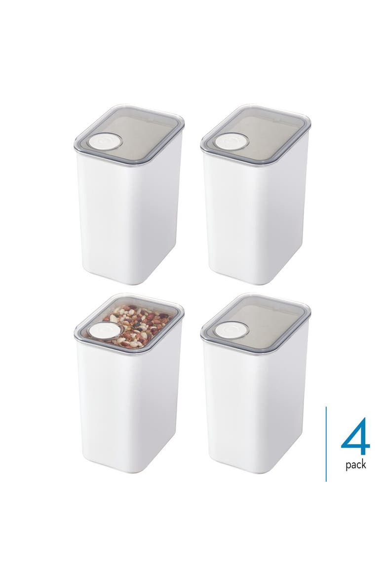 Large Canister with Removable Pour Cap - Set of 4 - White, Alternate, color, White