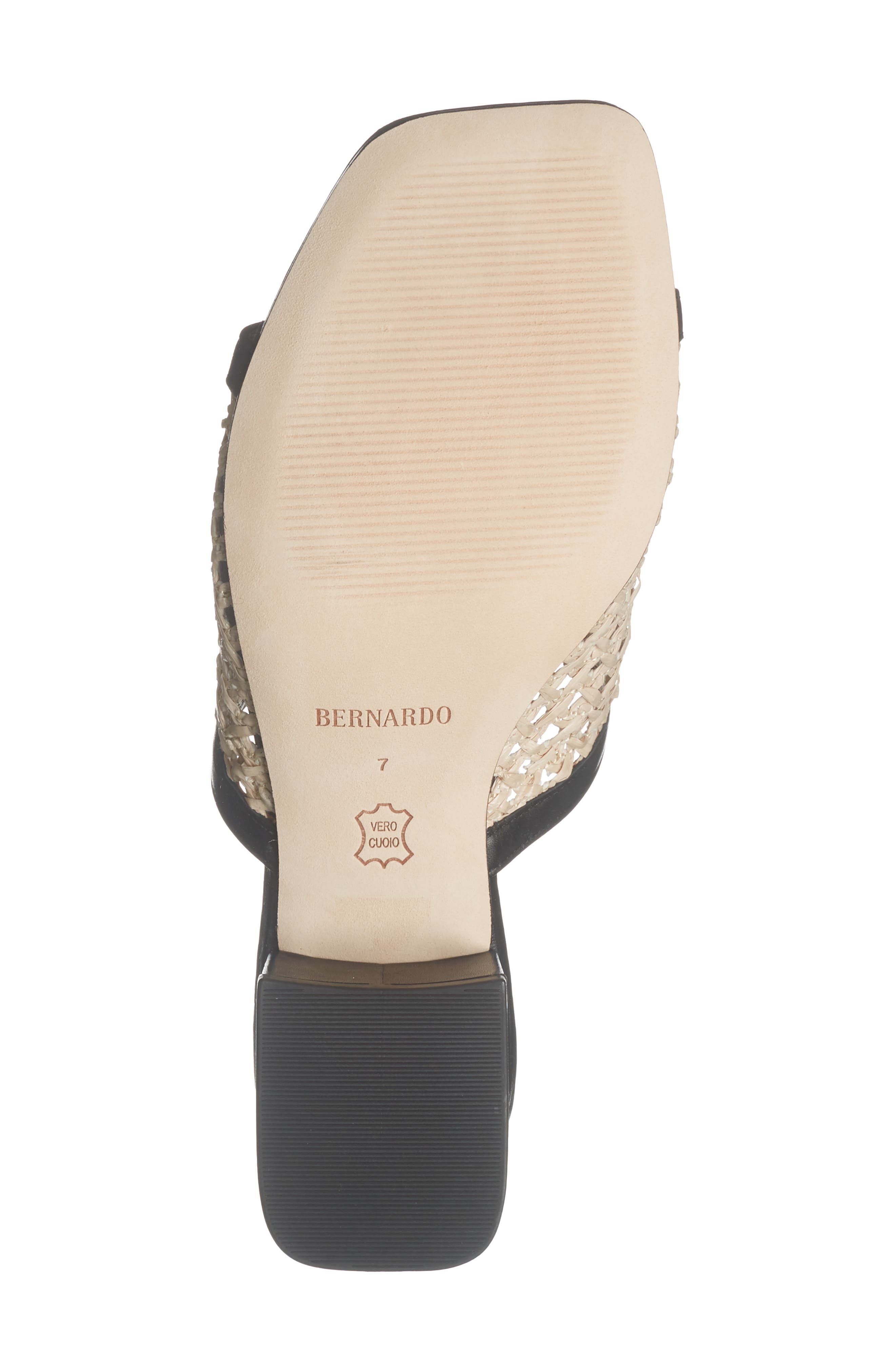 Bernardo Jenne Low Block Heel Sandal, Alternate, color, Black/ Antique/ Raffia