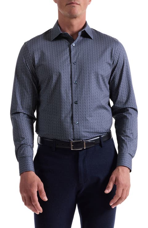 James OoohCotton® Diagonal Chevron Print Button-Up Shirt