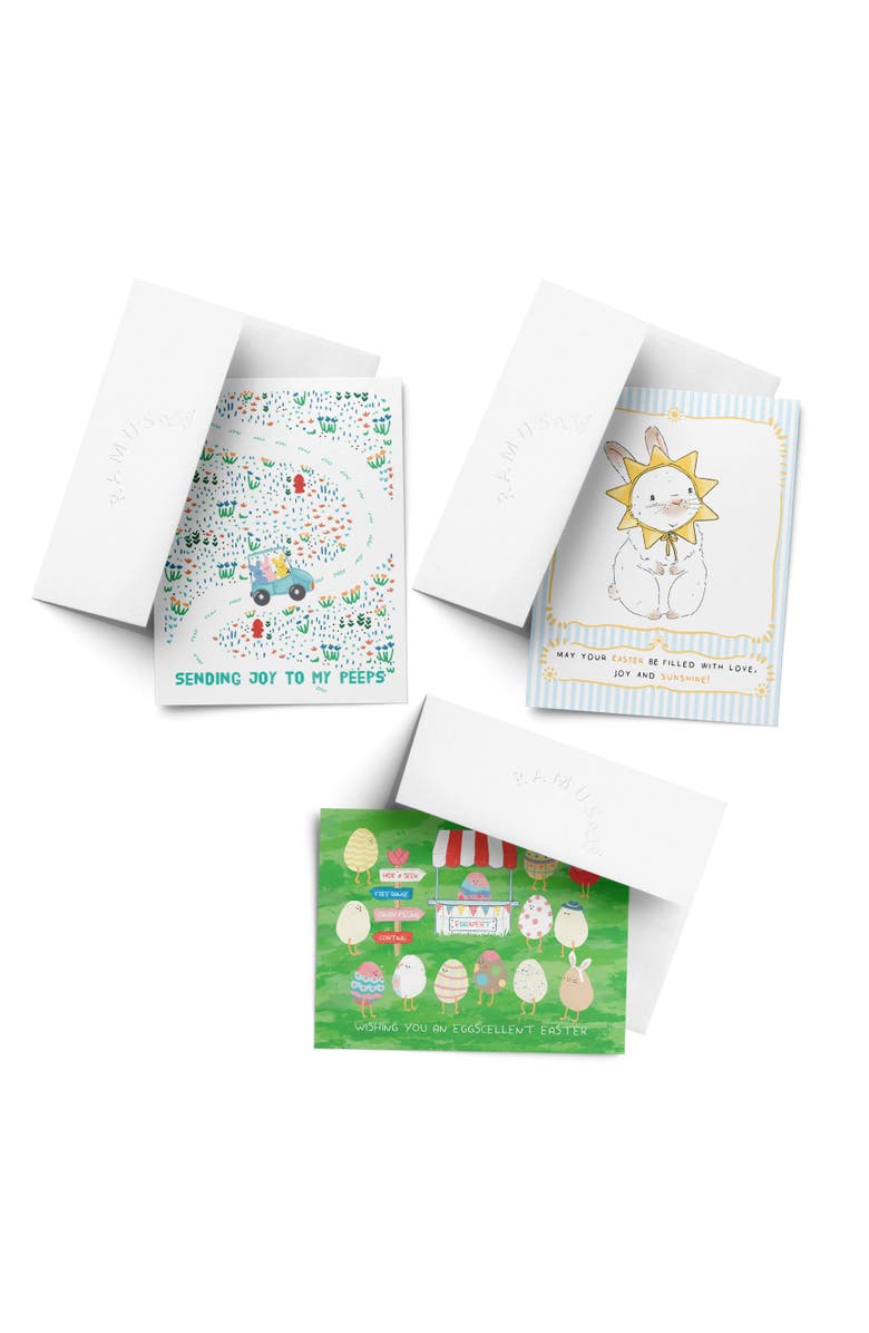 Ramus & Co Easter/Spring Assorted Greeting Card Pack (3ct) "Peeps, Sunny Bunny, Eggcellent Easter", Main, color, Multi-Pack