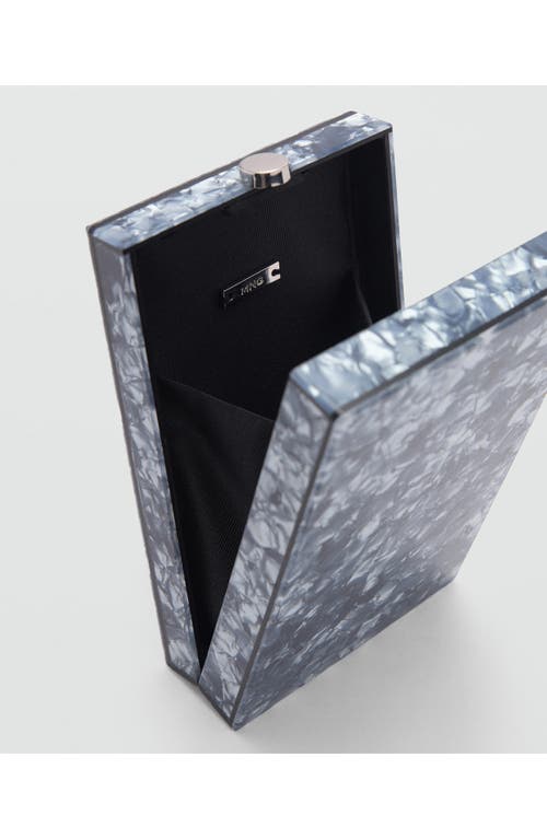 Mango Crystal Mesh Cage Box Clutch In Petrol Blue