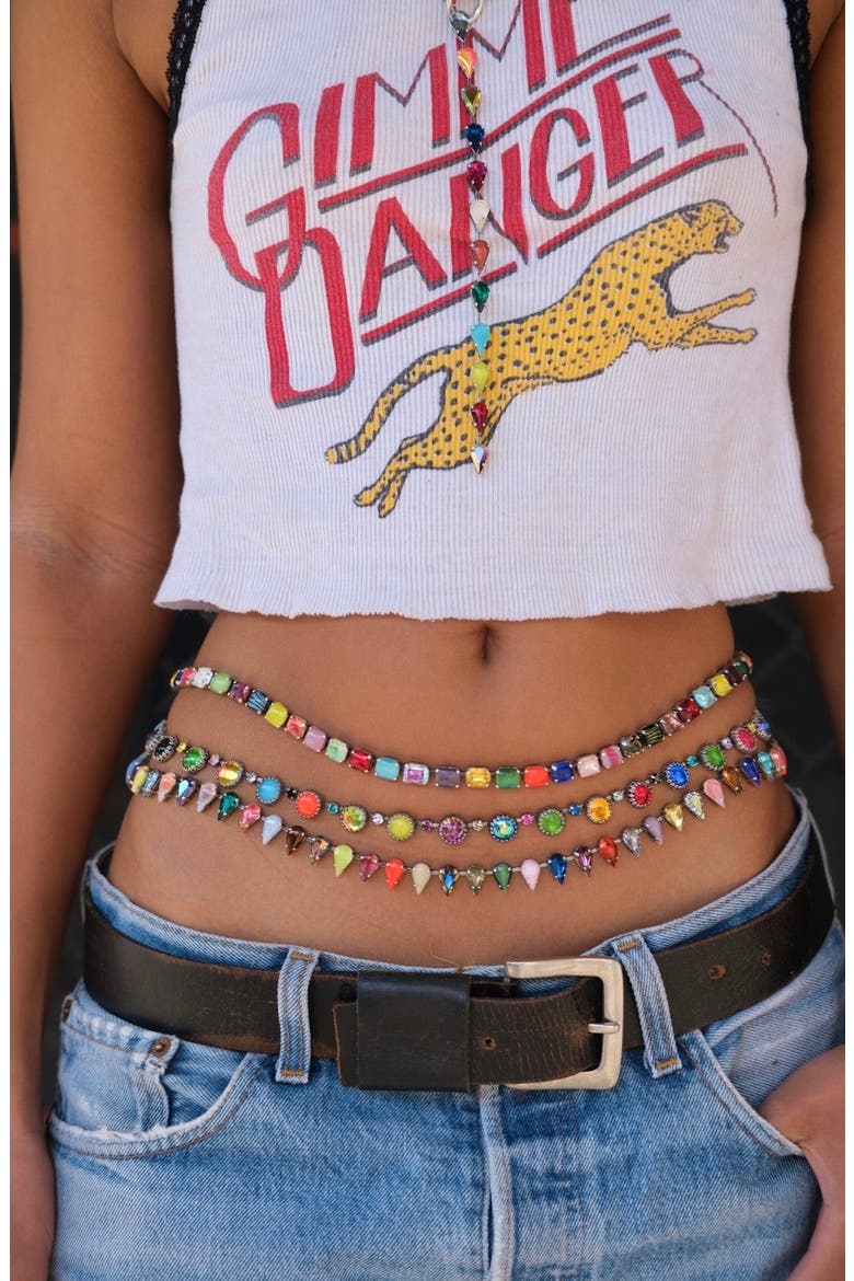 Aurora Baguette Waist Chain, Alternate, color, Multicolor