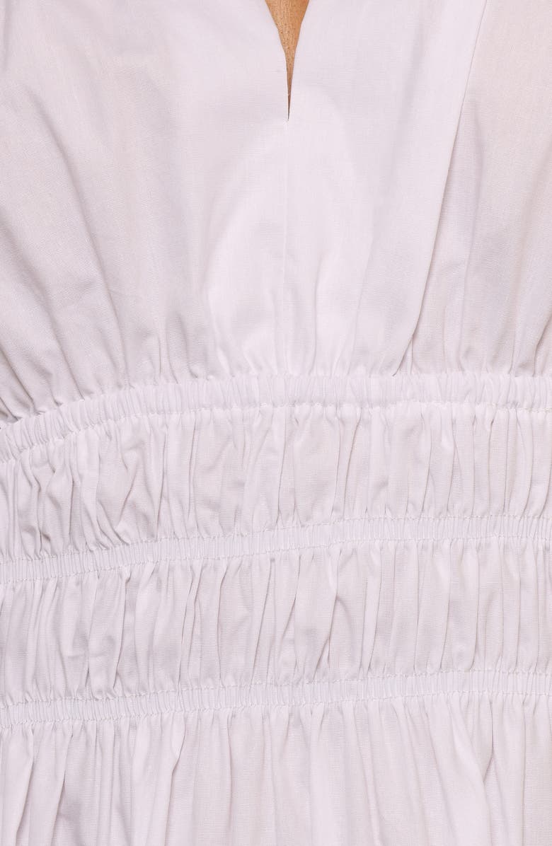 Petal & Pup Alessia Smocked Waist Cotton Minidress, Alternate, color, White