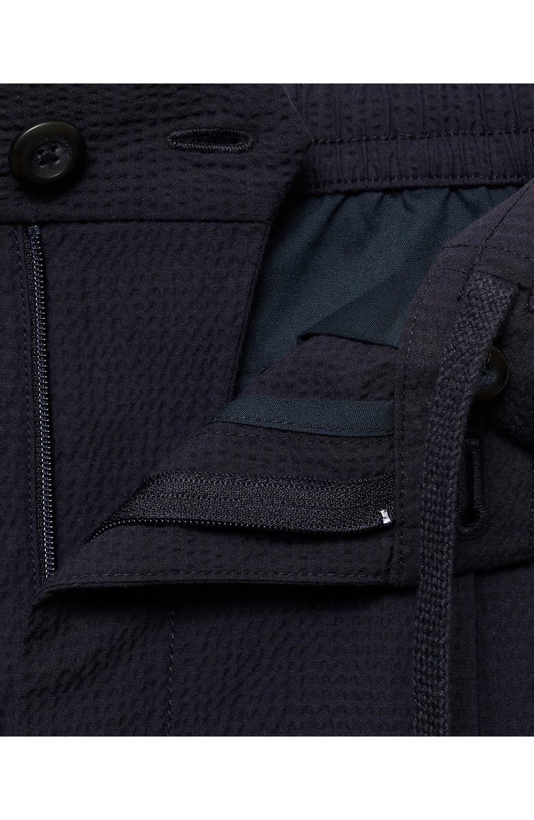 MANGO Slim Fit Pleated Seersucker Pants, Alternate, color, Night Blue