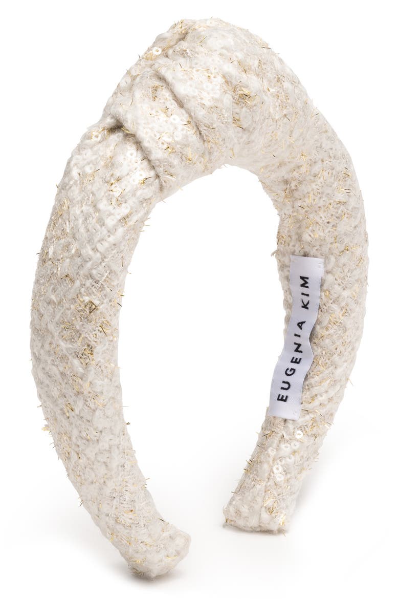 Maryn Knotted Headband, Main, color, IVORY/ GOLD