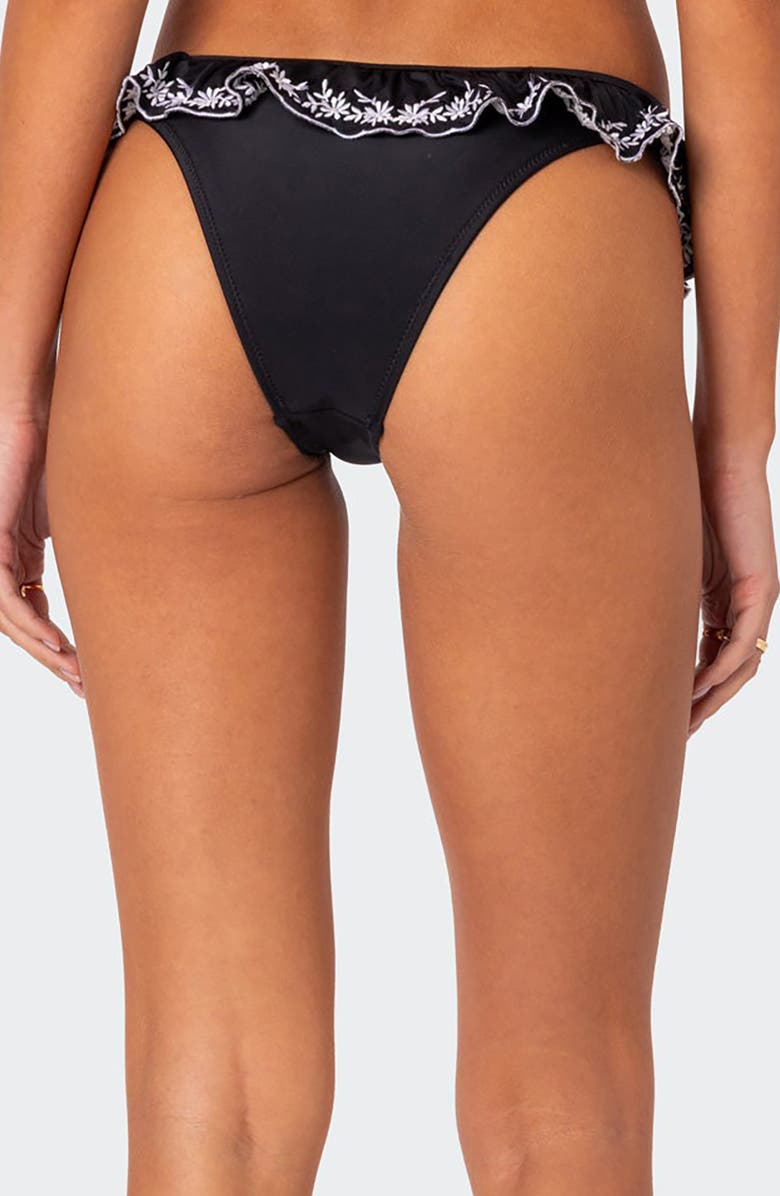 EDIKTED Frilly Bikini Bottoms, Alternate, color, Black