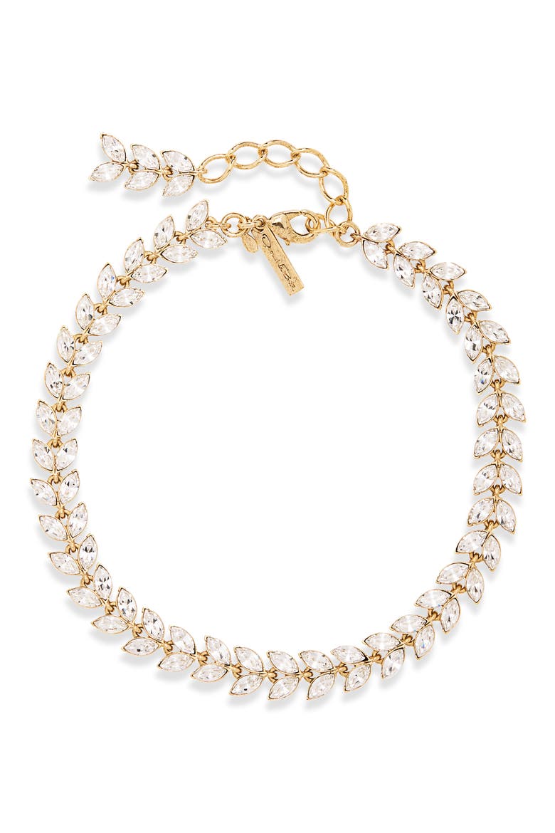 Crystal Leaf Necklace, Main, color, CRYSTAL