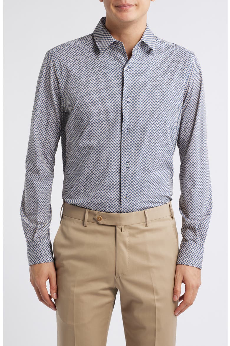 Tile Neat Knit Cotton Blend Dress Shirt, Main, color, MULTI