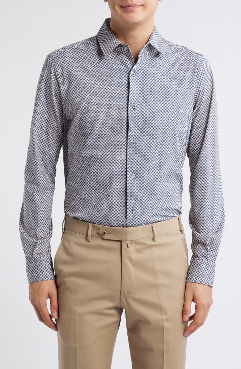 Zanella Tile Neat Knit Cotton Blend Dress Shirt, Main, color, Multi