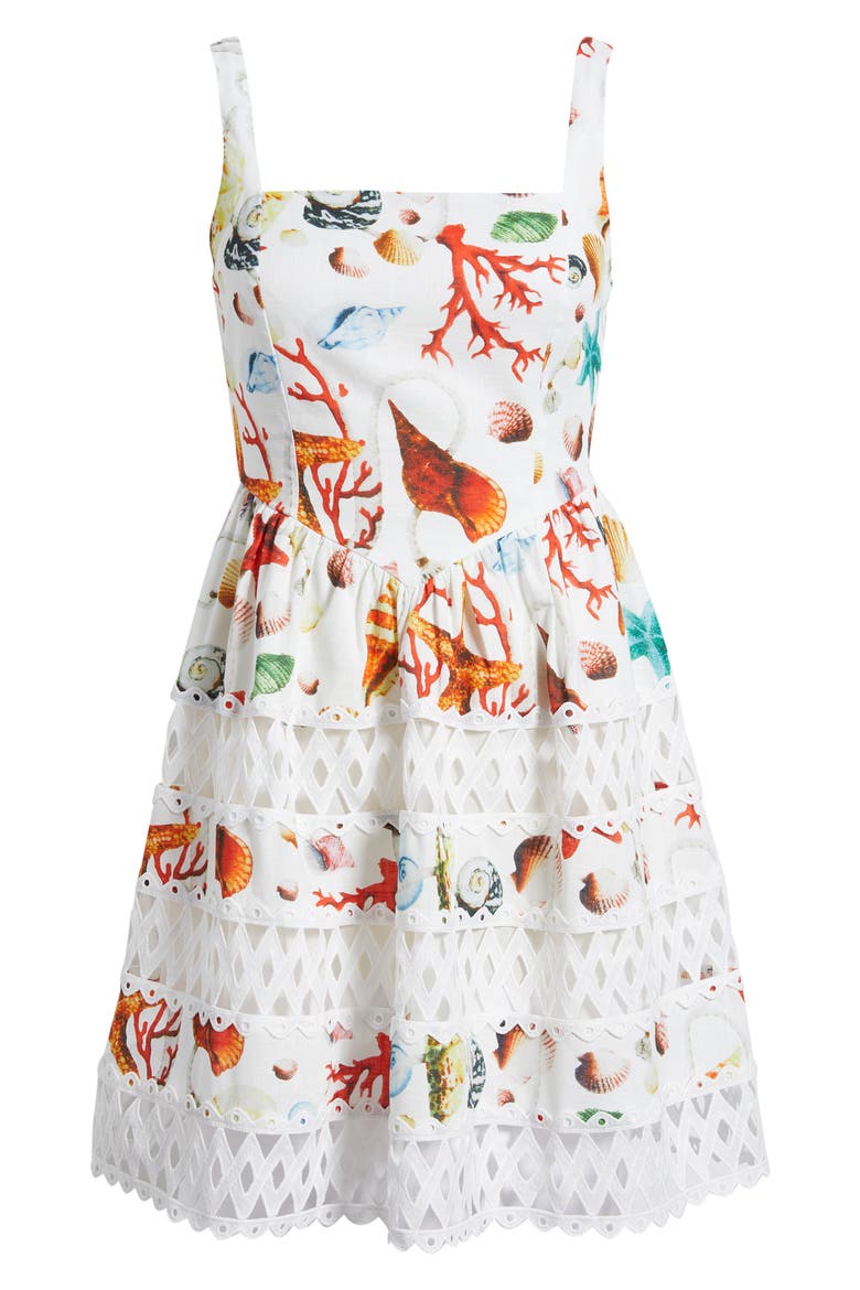 Giorgia Lace Inset Cotton Mini Sundress, Alternate, color, SEASHELL