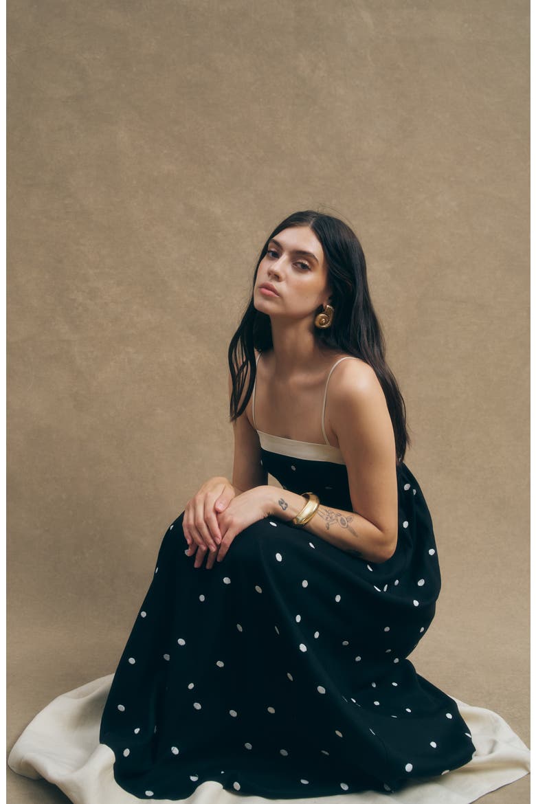 Jacky Polka Dot A-Line Dress, Alternate, color, BLACK SAND