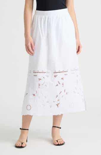 NVLT Cotton Poplin Eyelet Midi Skirt