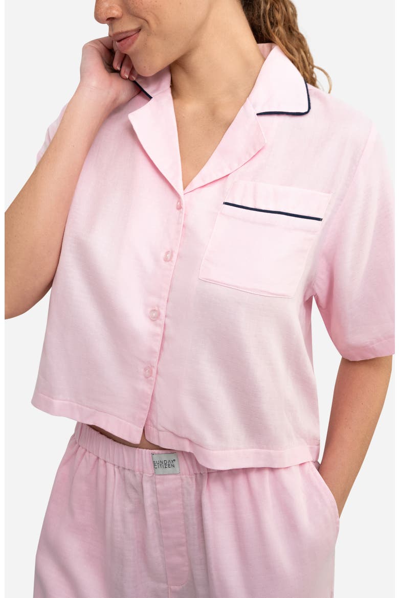 Piped Cotton Blend Pajamas, Alternate, color, PINK