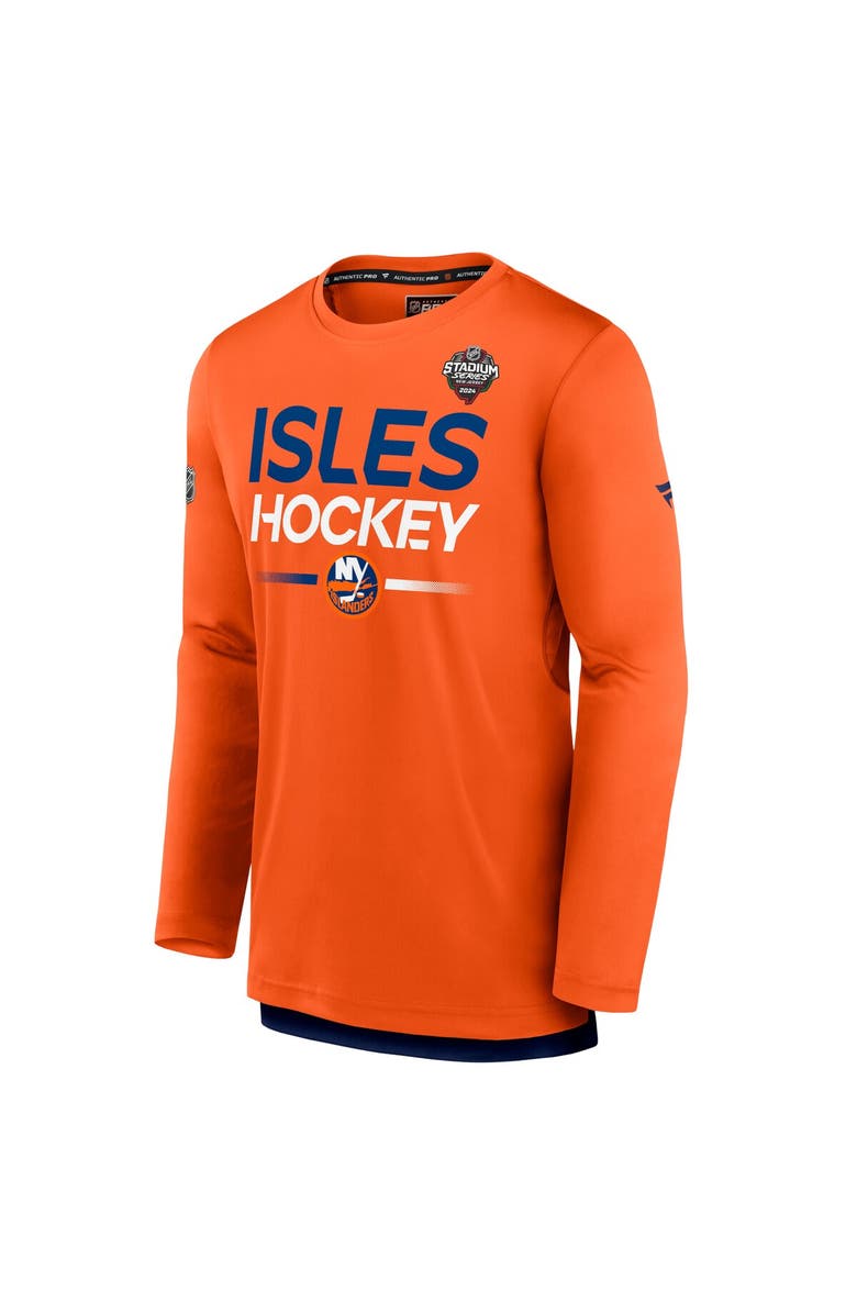FANATICS Men's Fanatics Branded Orange New York Islanders 2024 NHL Stadium Series Authentic Pro Long Sleeve Tech T-Shirt, Alternate, color, 