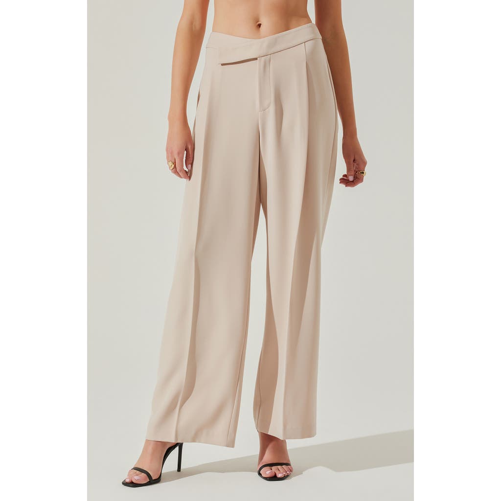 Astr The Label Rubina Pleated Wide Leg Pants In Neutral