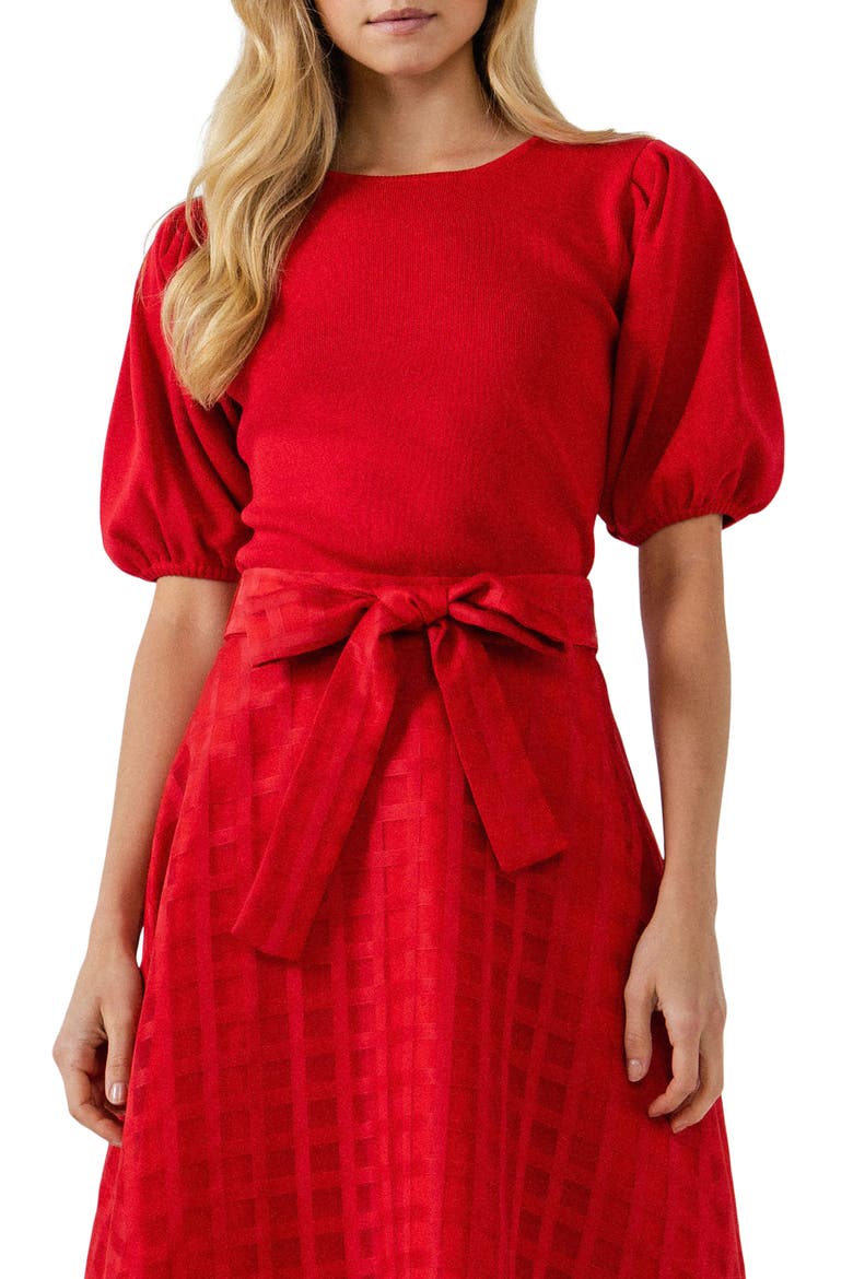 Short Sleeve Sweater Top, Alternate, color, RED