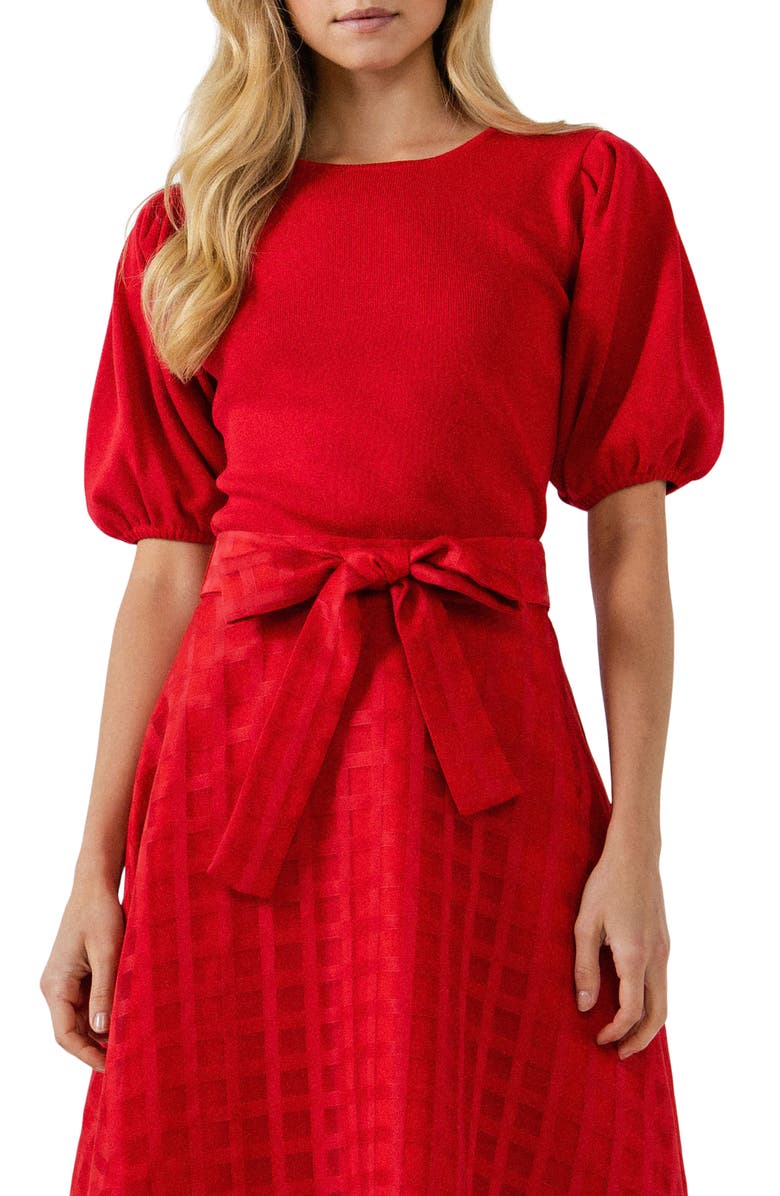 English Factory Short Sleeve Sweater Top, Alternate, color, Red