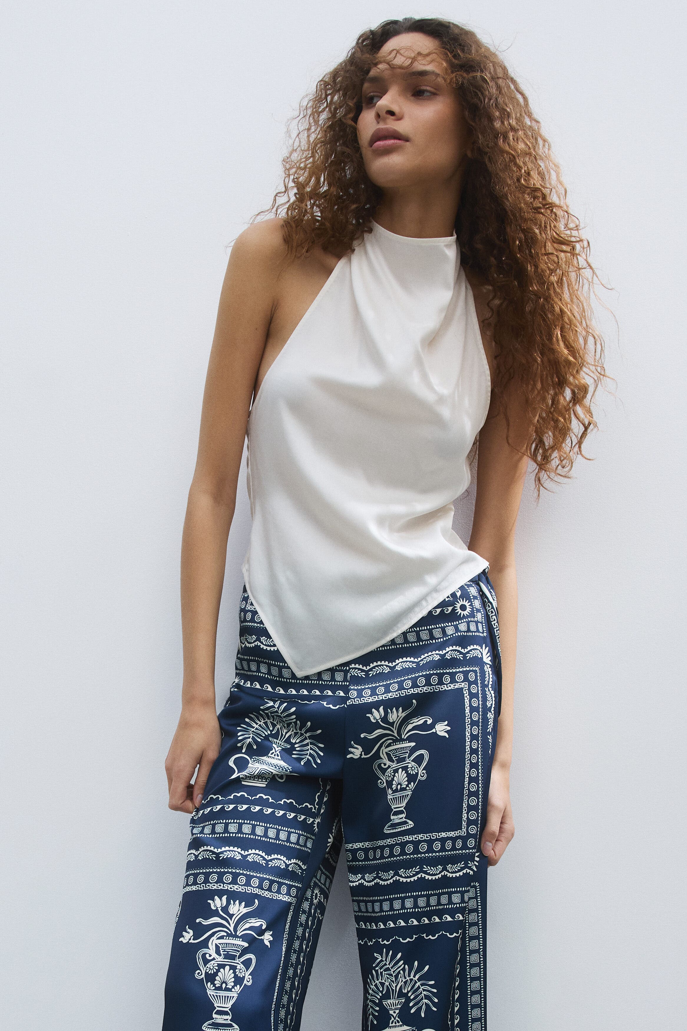 Printed tie-detail pants - image 2