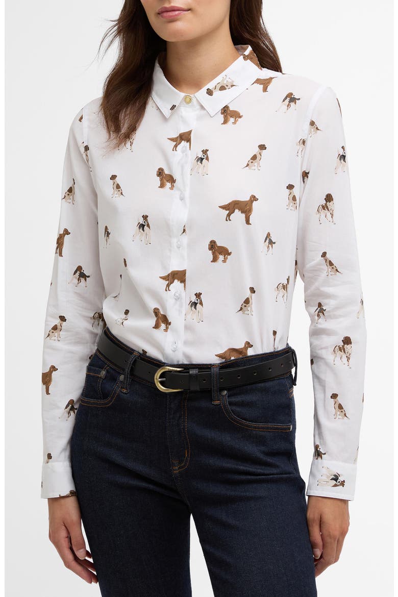 Safari Dog Print Button-Up Shirt, Main, color, WHITE MULTI DOG PRINT