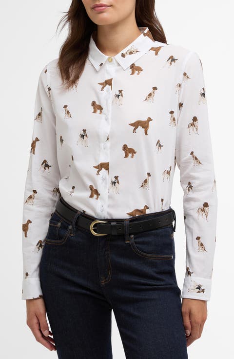 Safari Dog Print Button-Up Shirt