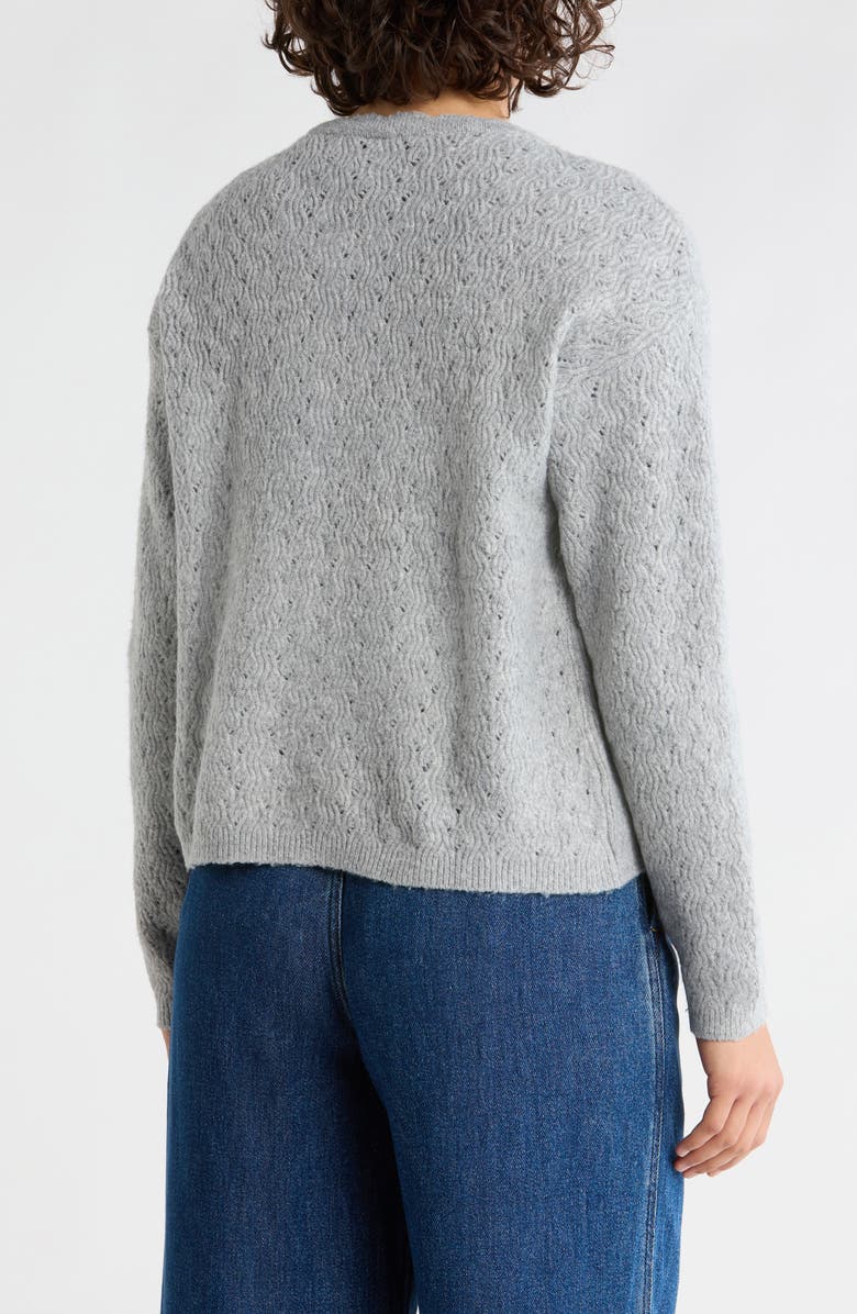 Bobeau Pointelle Stitch Cardigan, Alternate, color, Heather Grey