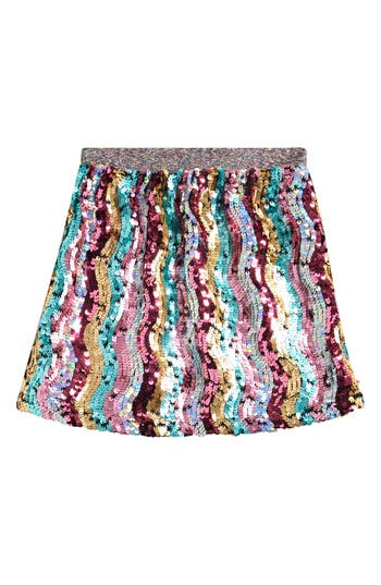 Next Kids' Wavy Stripe Sequin Skirt In Multi