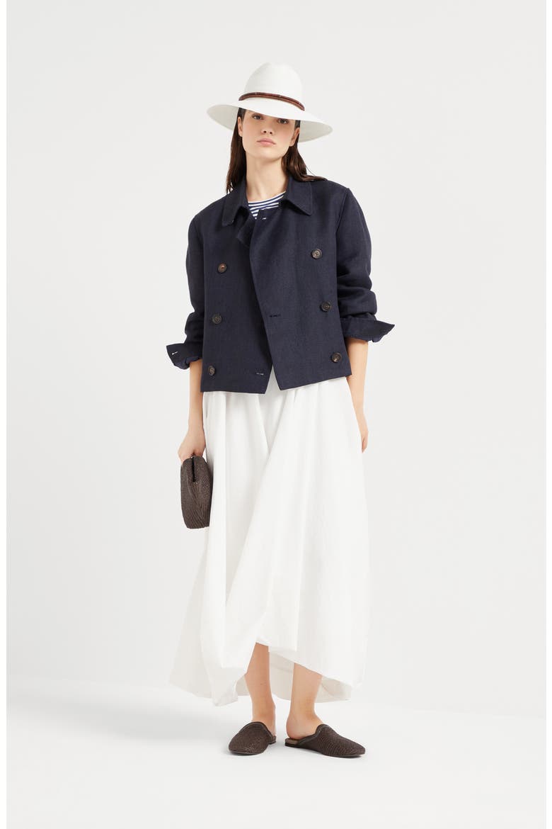 Crop caban jacket with monili, Alternate, color, Navy Blue