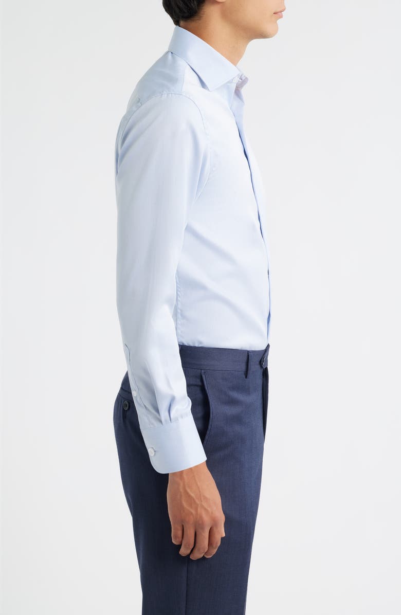 ZANETTI Solid Twill Dress Shirt, Alternate, color, Light Blue