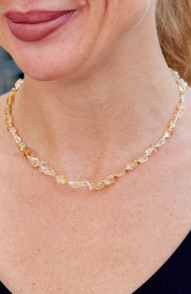 SAVVY CIE JEWELS Citrine Beaded Necklace, Alternate, color, Yellow